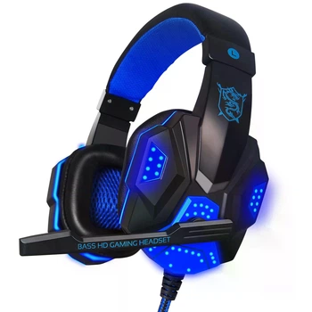 Игровые геймерские наушники Plextone PC780 проводные с микрофоном и подсветкой для ноутбука компьютера ПК черно синий