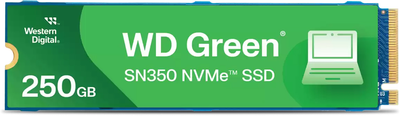 SSD диск Western Digital Green SN350 250GB M.2 2280 NVMe PCIe 3.0 x4 3D NAND TLC (WDS250G2G0C)