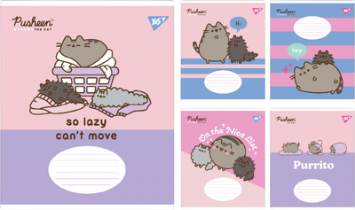 Набір зошитів учнівських YES Pusheen The Cat A5 18 аркушів у лінію x 25 шт (4823092292148)