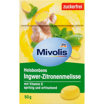 Льодяники для горла Mivolis "Імбир і меліса"