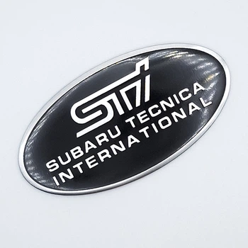 Эмблема алюминиевая SUBARU STI (Subaru tecnica international) (чёрный) 8,5*4,2 см