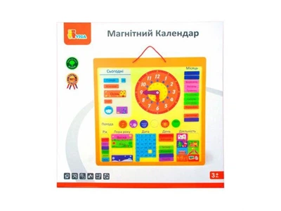Магнітний календар з годинником, Viga Toys (укр.), 50377U