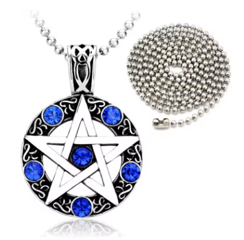 Кулон (подвеска) с пентаграммой и кристаллами на цепи 60 см 42*35 мм Fasion Jewelry
