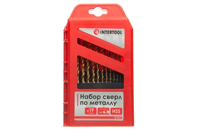 Набір свердел по металу Intertool 19 шт. (1-10 мм) титан (SD-0019)