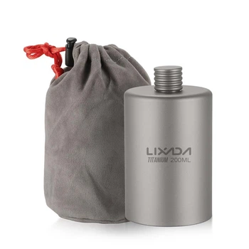 Фляга титановая для алкогольных крепких напитков Lixada titanium 200 мл Фляга из титана для алкоголя в чехле