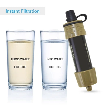 Фільтр портативний для води туристичний похідний Water Filter Straw на 3000 л Khaki