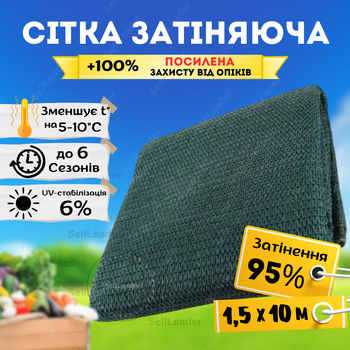 Сетка солнцезащитная 1,5х10м затеняющая 95% Bradas усиленная накрытия огорода навеса беседки от солнца