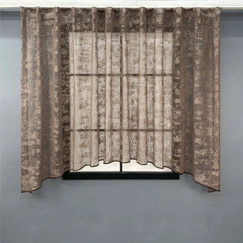 Кухонна арка VR-Textil № 1665т жакард "Мармур Al-1" коричневий 280х150 см (51-225)