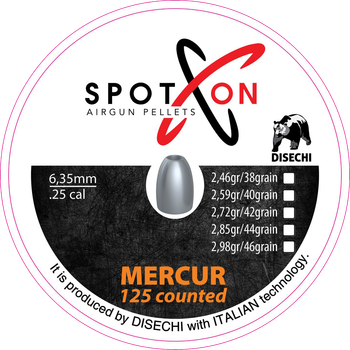 Пули Spoton Mercur 2.98 гр, 125 шт, 6.35 мм