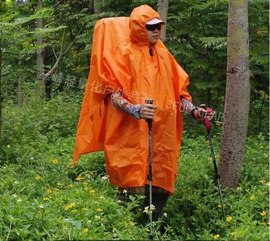 Дощовик пончо плащ-намет накидка від дощу на рюкзак 3F ul gear 15D нейлон 5000 мм силікон 230 х 143 см помаранчевий