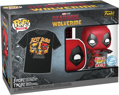 FНабір Funko Pop! & Tee Deadpool & Wolverine Фігурка Bobble-Head Deadpool & Wolverine Best Bubs + футболка розмір M 81733 (889698817332)