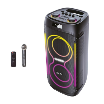 Портативная мощная аккумуляторная колонка partybox c радиомикрофоном (USB/BT/FM/TWS)
