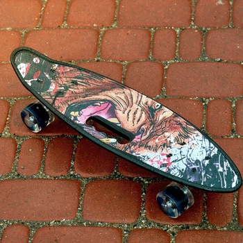 Скейт Пенни борд для детей Skate со светящимися колесами ,алюм. подвеска не скользящая поверхность Черный