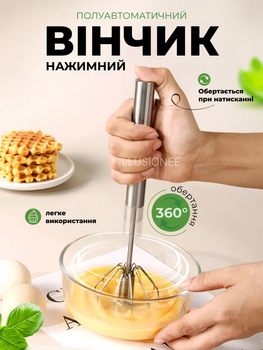 Вінчик HAND MIXER WITH BLISTER 27 СМ з механізмом, що обертається 3DTOYSLAMP