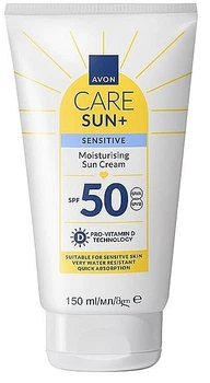 Солнцезащитный крем для лица и тела для чувствительной кожи SPF 50 - Avon Care Sun+ Sensitive Moisturising Sun Cream, SPF 50 150ml (1489624-34000477)