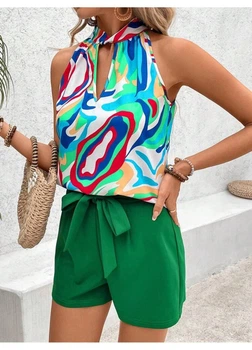 Комплект (блуза, шорты) SHEIN 40/42 Зеленый sz2403211800005016