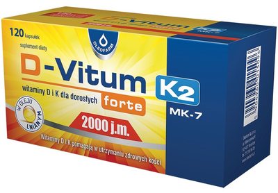 Witaminy Oleofarm D-Vitum Forte 2000 j.m K2 120 kapsułek (5904960015096)