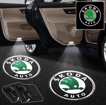 Проектор-подсветка дверей авто с логотипом Skoda Цена за 1шт (с магнитом, на скотче)