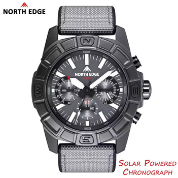 Мужские часы North Edge 2025 BLAZE Solar Powered Army Military Style Waterproof 50M