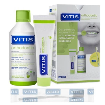 Набір ортодонтичний VITIS ORTHODONTIC: ополіскувач 500 мл, зубна паста 100 мл, зубна щітка