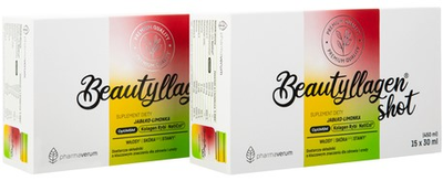 Харчова добавка Pharmaverum Beautyllagen Shot з ароматом яблука та лайма 30 x 30 мл (5906970536035)