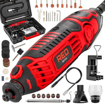 Пряма мінішліфмашина гравер RED TECHNIC RTMST0116 у пластиковому кейсі