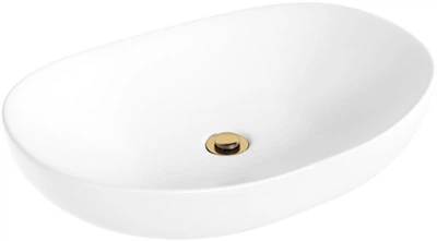 Раковина Helmken 50263000 63 см белая + сифон + донный клапан Click-Clack золотистый