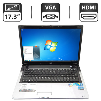Ноутбук MSI CR720 / 17.3" (1600x900) TN / Intel Core i3-330M (2 (4) ядра по 2.1 - 2.5 GHz) / 6 GB DDR3 / 250 GB HDD / Intel HD Graphics 2000 / WebCam / АКБ не держит б/у