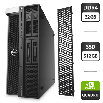 Рабочая станция Dell Precision 5820 Tower / Intel Xeon W-2123 (4 (8) ядра по 3.6 - 3.9 GHz) / 32 GB DDR4 / 512 GB SSD / nVidia Quadro P2000, 5 GB GDDR5, 160-bit / DVD-ROM б/у