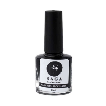 Лак-краска для стемпинга с липким слоем Saga Professional Stamping Paint With Sticky Layer черный 8 мл (2100994238828)
