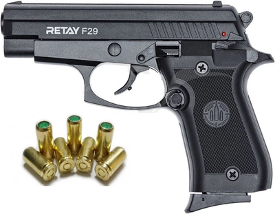 Стартовый шумовой пистолет RETAY F29 Black +20 шт холостых патронов (9 мм)