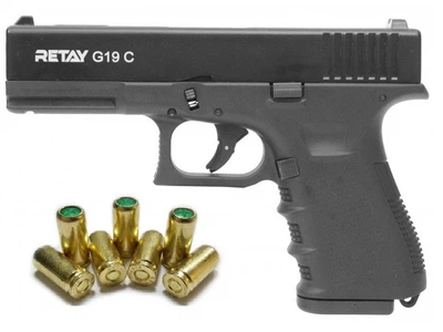 Стартовый шумовой пистолет RETAY G 19 Glok 19 + 20 шт холостых патронов (9 mm)