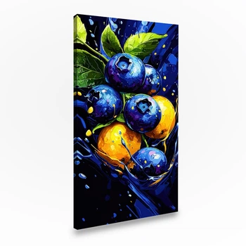 Картина на холсте Натюрморт с синими и жёлтыми ягодами 160x80 см (47ML_XL)