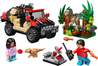 Zestaw klocków LEGO Jurassic World Ucieczka terenówką przed raptorem 285 elementów (76972)