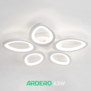 LED люстра Ardero AL6155 ARD 63W SOFI 5350Lm 5000K лепестковая белая (светильник без пульта) Ø520х85мм