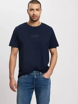Футболка бавовняна довга чоловіча Cross Jeans 16056-001 XL Темно-синя (8697319728002)