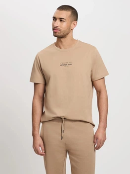 Футболка бавовняна довга чоловіча Cross Jeans 16056-383 XL Бежева (8697319727951)