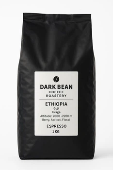 Натуральна кава в зернах Арабіка 100% Ефіопія вищого гатунку Dark Bean 1000г