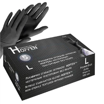 Рукавички нітрилові L Hoffen 5.0г нестерильні текстуровані б/п 50пар/уп Stenson HFN-13501L