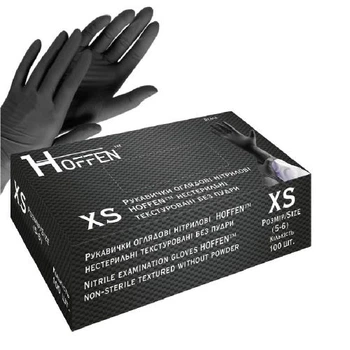 Рукавички нітрилові XS Hoffen 3.5г нестерильні текстуровані б/п 50пар/уп Stenson HFN-13301XS
