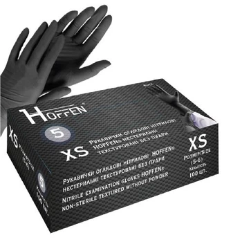 Рукавички нітрилові XS Hoffen 5.0г нестерильні текстуровані б/п 50пар/уп Stenson HFN-13501XS