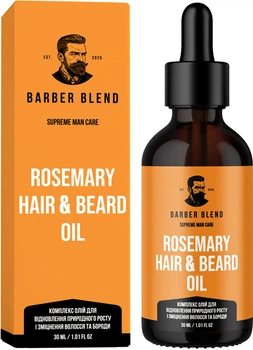 Комплекс олій Barber Blend Rosemary Rosemary Hair & Beard Oil для відновлення природного росту і зміцнення волосся та бороди 30 мл (4823109704190)