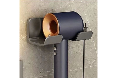 Настенный держатель полка для фена и штекера hair dryer stand BLACK