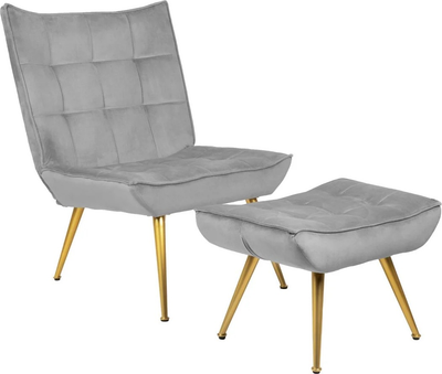 Fotel tapicerowany Homla VINNIS z podnóżkiem 96 x 69 x 82 cm Grey (5904183856681)