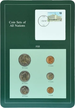Набор монет Фиджи Набор монет 1981-1982 UNC 1, 2, 5, 10, 20, 50 центов и 1 марка в сувенирной упаковке