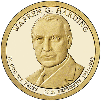 Монета США 1 доллар 2014 P «29-й Президент Уорен Хардинг» UNC (KM#571)