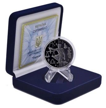 Монета Украина 5 гривен 2008 Серебро Proof Знаки зодиака - Весы (Ag 925, пол-унции, 15,55 грамм)