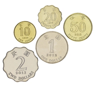 Набор монет Гонконг набор из 5 монет 1998-2015 UNC 10, 20, 50 центов, 1, 2, доллара