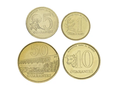 Набор монет Парагвай набор из 4 монет 1992-1998 UNC 1, 5, 10, 50 гуарани