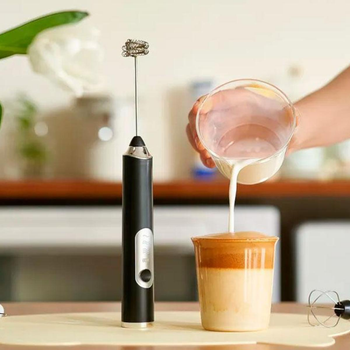Беспроводной капучинатор с 2 насадками Egg Beater, портативный электрический мини-миксер Черный CBG-150-Black